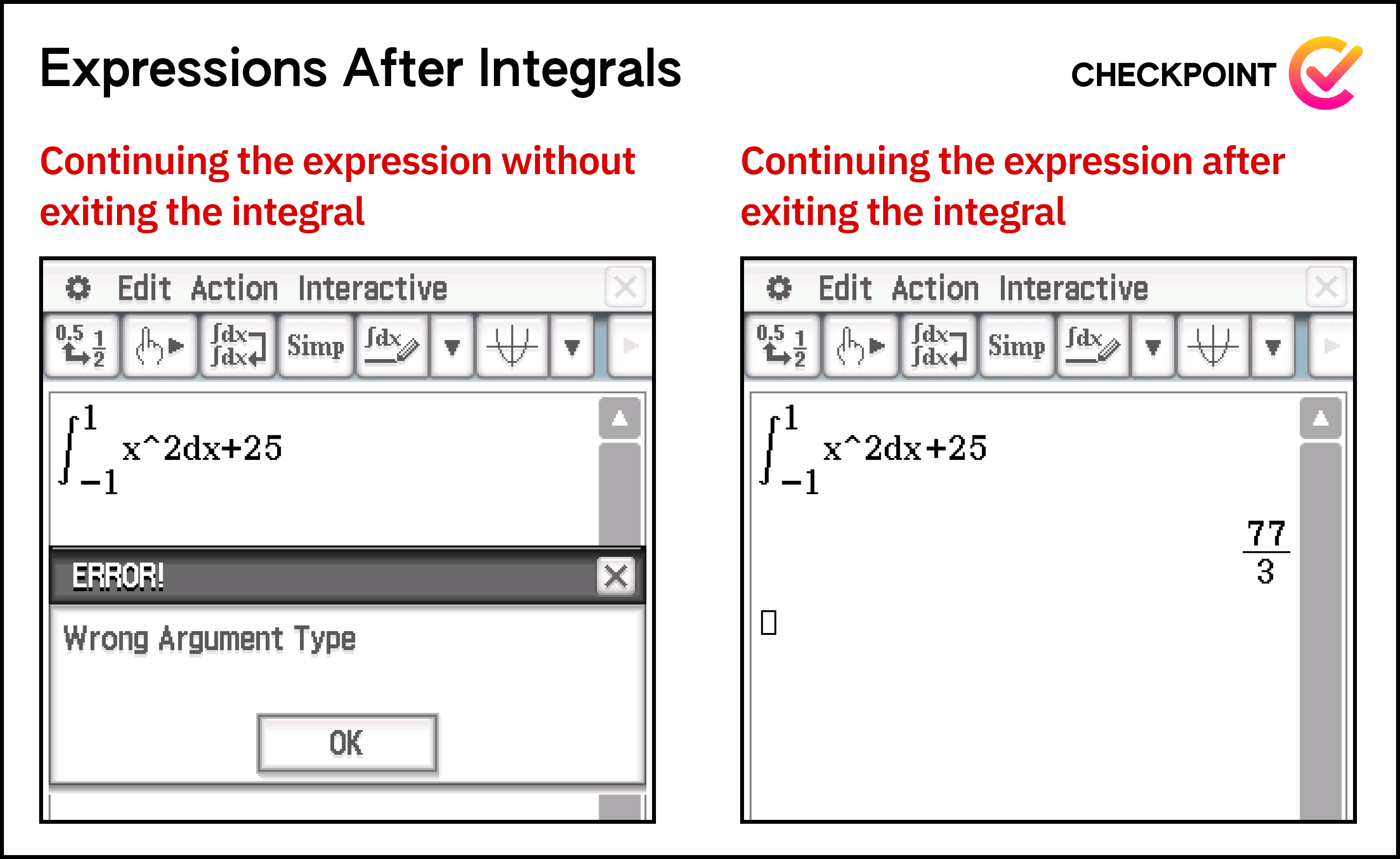 expressions after integrals